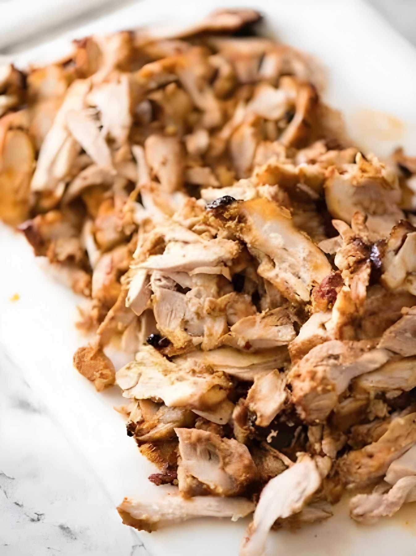 Freshly carved chicken doner meat